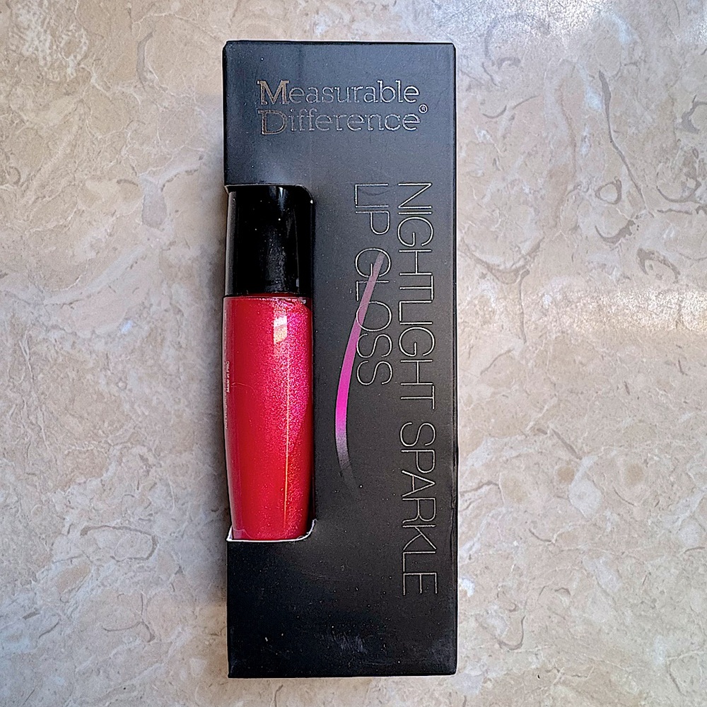 Measurable Difference Nightlight Sparkle Lip Gloss Pink Red Glitter Shimmer New